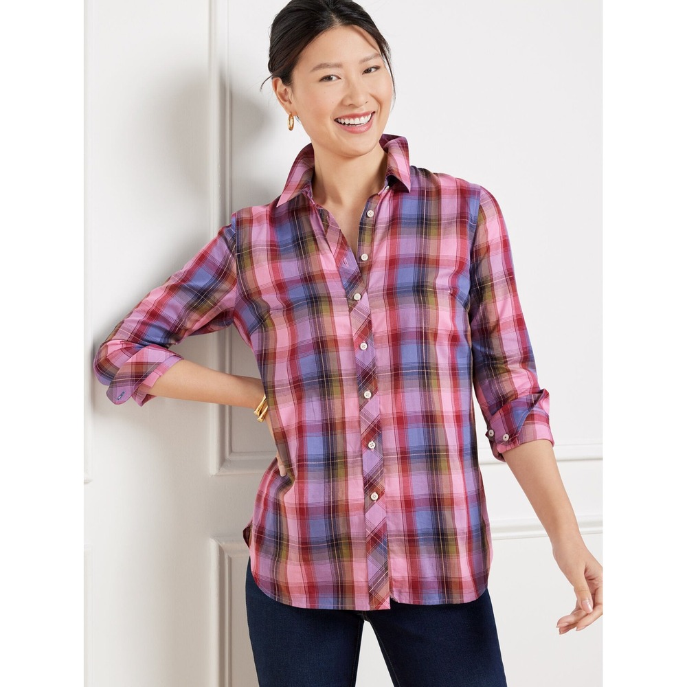 Talbots Metallic Modern Classic Enchanted Plaid Subtle Metallic Threads Sz Sp
